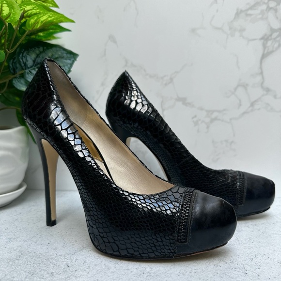 Black snake leather print Michael Kors Heels Cap Toe Pumps - Picture 4 of 8